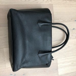 Dagne Dover 15 inch leather tote in Onyx Stingray